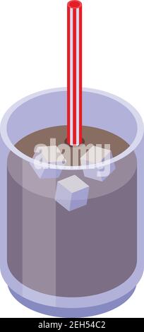 Iced cocoa icon. Isometric of iced cocoa vector icon for web design isolated on white background Stock Vector