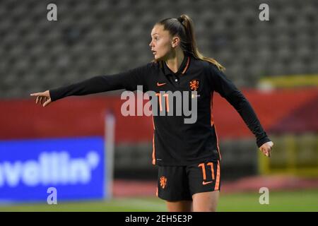 Brussels, Belgium. 18th Feb, 2021. Lieke Martens (11) of The Netherlands pictured during a friendly female soccer game between the national teams of Belgium, called the Red Flames and The Netherlands, called the Oranje Leeuwinnen in a pre - bid tournament called Three Nations One Goal with the national teams from Belgium, The Netherlands and Germany towards a bid for the hosting of the 2027 FIFA Women's World Cup, on Thursday 18 th of February 2021 in Brussels, Belgium . PHOTO SPORTPIX.BE | SPP | DIRK VUYLSTEKE Credit: SPP Sport Press Photo. /Alamy Live News Stock Photo