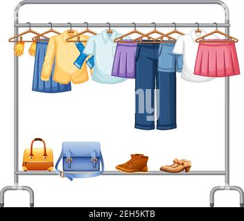 Isolated clothes on the rack display illustration Stock Vector