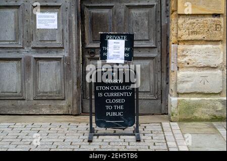 Eton Windsor Berkshire UK. 19th February 2021. Eton College