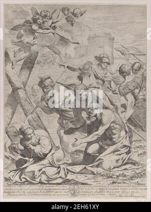 Saint Andrew praying before a crucifix, 1640-70. [The martyrdom of St Andrew]. Formerly attributed to Pier Francesco Mola. Stock Photo