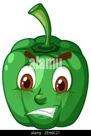 Capsicum cartoon character with facial expression illustration Stock Vector