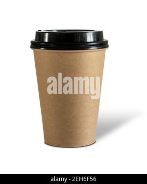 Brown coffee paper cup isolated on white background Stock Photo