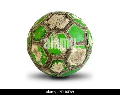 Old soccer ball isolated on white background Stock Photo