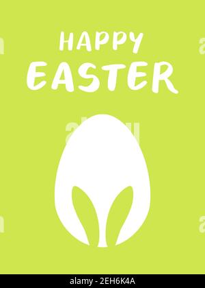 Happy Easter card or poster with cute bunny ears and egg silhouette on pastel background. Traditional symbol of holiday. Simple minimalistic desig for card, banner or poster. Vector illustration. Stock Vector