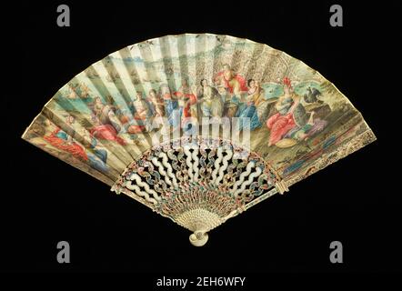 Fan, probably French, first quarter 18th century. Prince Eugene's defeat of the Turks Stock Photo