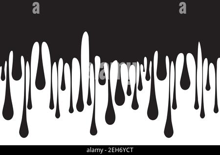 Abstract background with black dripping paint, liquid or oil. Stock Vector