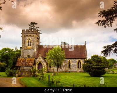 St Barnabas church, Faccombe near Hungerford was built in 1866 in the early English style to replace the old church of St Michael at Netherton. Stock Photo