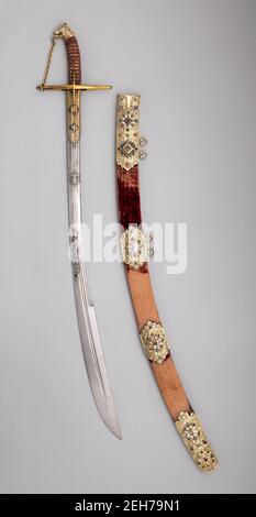 Saber with Scabbard and Carrying Belt, Polish, early 17th century. Stock Photo