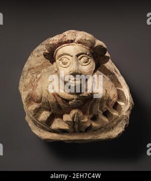Corbel with Human Bust and Acanthus Leaves, Egypt, 5th-6th century. Stock Photo