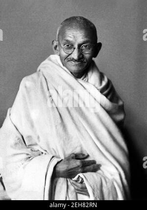 Mahatma Gandhi. Portrait of Mohandas Karamchand Gandhi (1869-1948), widely known as Mahatma Gandhi. Photo taken in 1931 Stock Photo