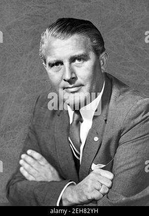 Wernher von Braun. Portrait of the  German/American aerospace engineer and rocket pioneer, .Wernher Magnus Maximilian Freiherr von Braun (1912-1977), 1960