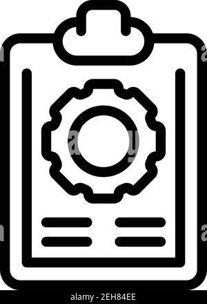 Wheel work clipboard icon. Outline wheel work clipboard vector icon for web design isolated on white background Stock Vector