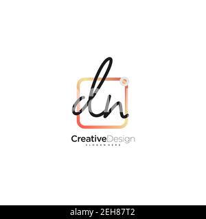 DN Initial Letter handwriting logo hand drawn colorful box vector, logo for beauty, cosmetics, wedding, fashion and business, and other Stock Vector