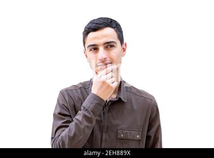 Arabic muslim man is thinking Stock Photo