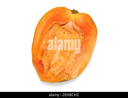 Half of the ripe papaya fruit is isolated on a white backgrounds Stock Photo