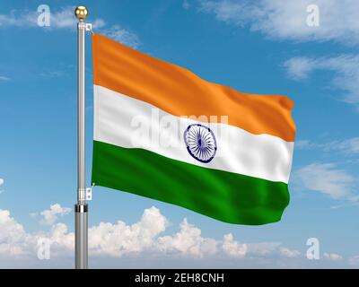 Indian flag waving in the wind Stock Photo