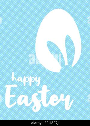 Happy Easter card or poster with cute bunny ears and egg silhouette on pastel background. Traditional symbol of holiday. Simple minimalistic desig for card, banner or poster. Vector illustration. Stock Vector