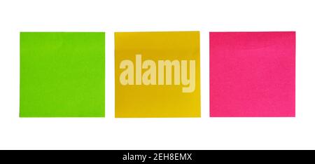 Paper colorful. Colourful Paper isolated on white. Bblank sticky notes.  Memo stick or post note Stock Photo