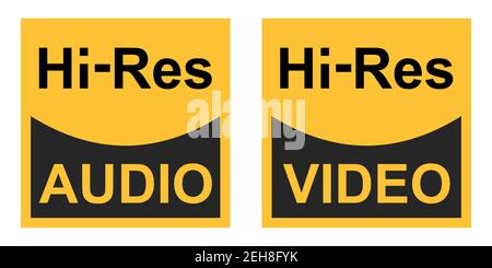 High resolution video audio signals vector sign symbol icon hi res audio video Stock Vector