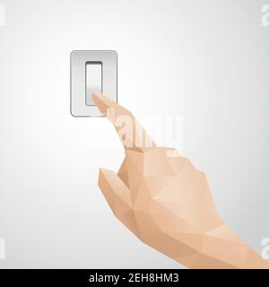 Abstract Hand Pressing Switch Stock Vector