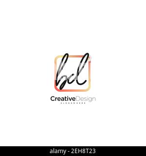 BD Initial Letter handwriting logo hand drawn colorful box vector, logo for beauty, cosmetics, wedding, fashion and business, and other Stock Vector