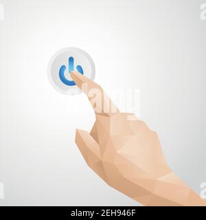 Abstract Hand Pressing Power Button Stock Vector