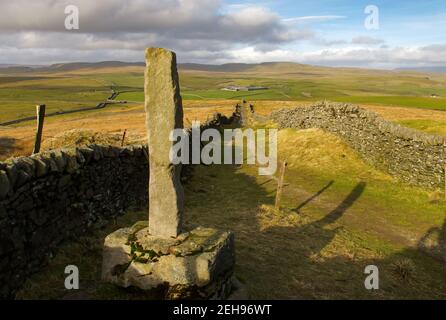 Weets Top Medieval Cross Near Malham in the Yorkshire Dales Stock Photo