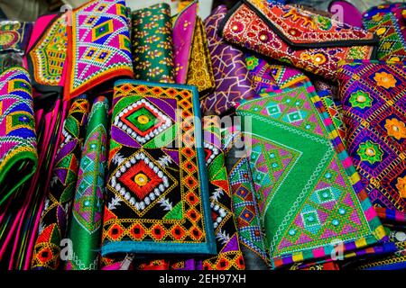 An array of Indian handicrafts on display Stock Photo