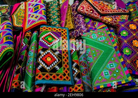 An array of Indian handicrafts on display Stock Photo