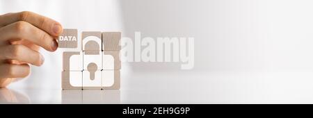 Your Online Privacy And Data Protection. Person Blocks Data Stock Photo