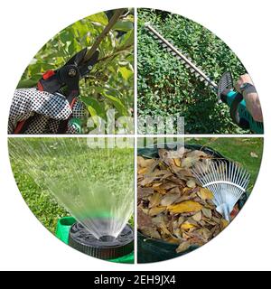Images of gardening in a collage Stock Photo