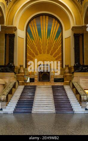Zgorzelec Gorlitz January 27 2020 Interior with stairs in front of in City house of culture Stock Photo