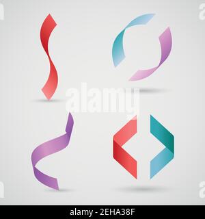 Ribbon Swirls With Realistic Vector Shadows Stock Vector