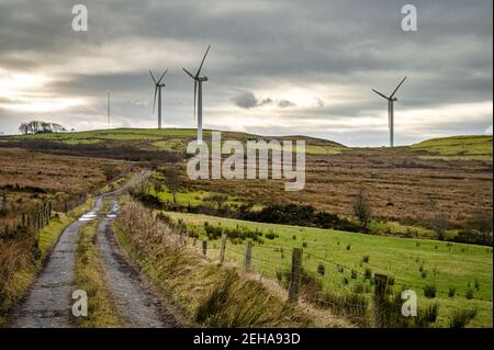 Remote windmill turbines in Ireland Stock Photo