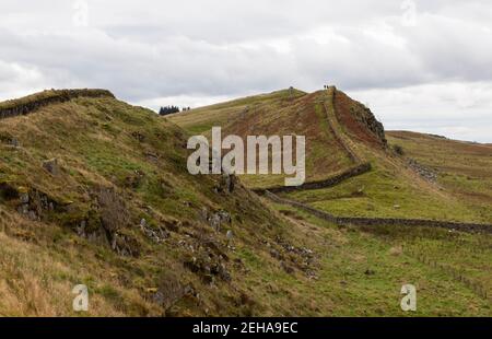 Hadrian's Wall. Ancient wall dividing Scotland from England. UK Stock Photo