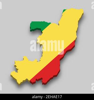 3d isometric map of Congo isolated with shadow. Paper card style vector ...