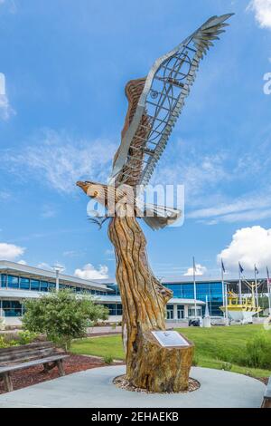 Plaque for the Infinity Eagle sculpture by Marlon and Preston Miller at the Infinity Science Center at the John C. Stennis Space Center Stock Photo