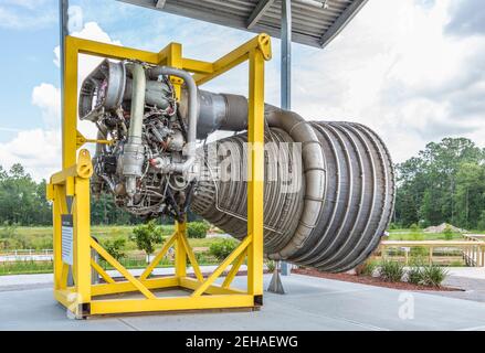 F-1 rocket engine on display outside the Infinity Science Center at the John C. Stennis Space Center, in Hamock County Mississippi Stock Photo