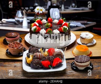 Cakes and sweets for parties, chocolate, brigadeiro, pudding Stock Photo