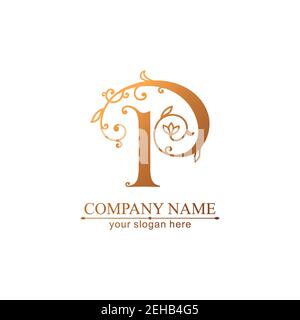 Letter P logo template. Monnogram, delicate floral design. Personal logo. Vector design. Stock Vector