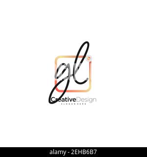 GL Initial Letter handwriting logo hand drawn colorful box vector, logo for beauty, cosmetics, wedding, fashion and business, and other Stock Vector