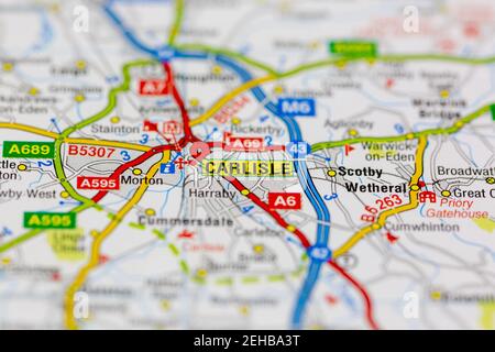 Carlisle Shown on a road map or geography map with a padlock on top to ...