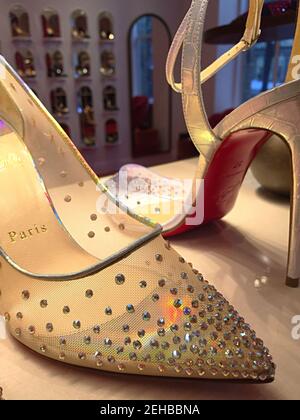 Christian Louboutin Designer Shoes at the Saks Fifth Avenue Flagship Store in New City, USA Stock Photo -