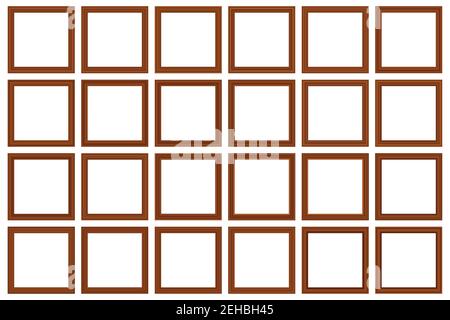 Big set of squared vintage wooden frame for your design. Vintage cover. Place for text. Vintage antique gold beautiful rectangular frames. Template Stock Vector