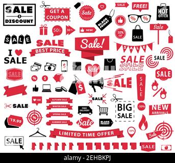 Sale tags Sale banners set Shopping Stock Vector