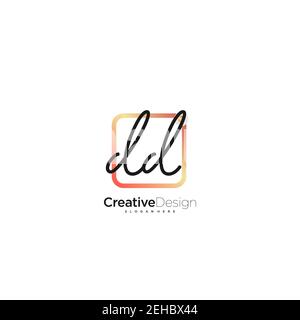 DD Initial Letter handwriting logo hand drawn colorful box vector, logo for beauty, cosmetics, wedding, fashion and business, and other Stock Vector