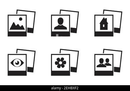 set photo frame photograph vector icons Stock Vector