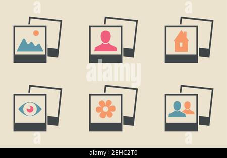 set photo frame photograph vector icons Stock Vector