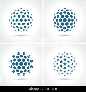Abstract radial shapes. Collection. Stock Vector